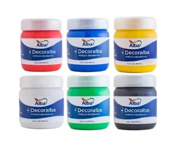 Acrilico decorativo alba 200cc x 6 colores a elección - SET X CANTIDAD 200ML - Alba Artística