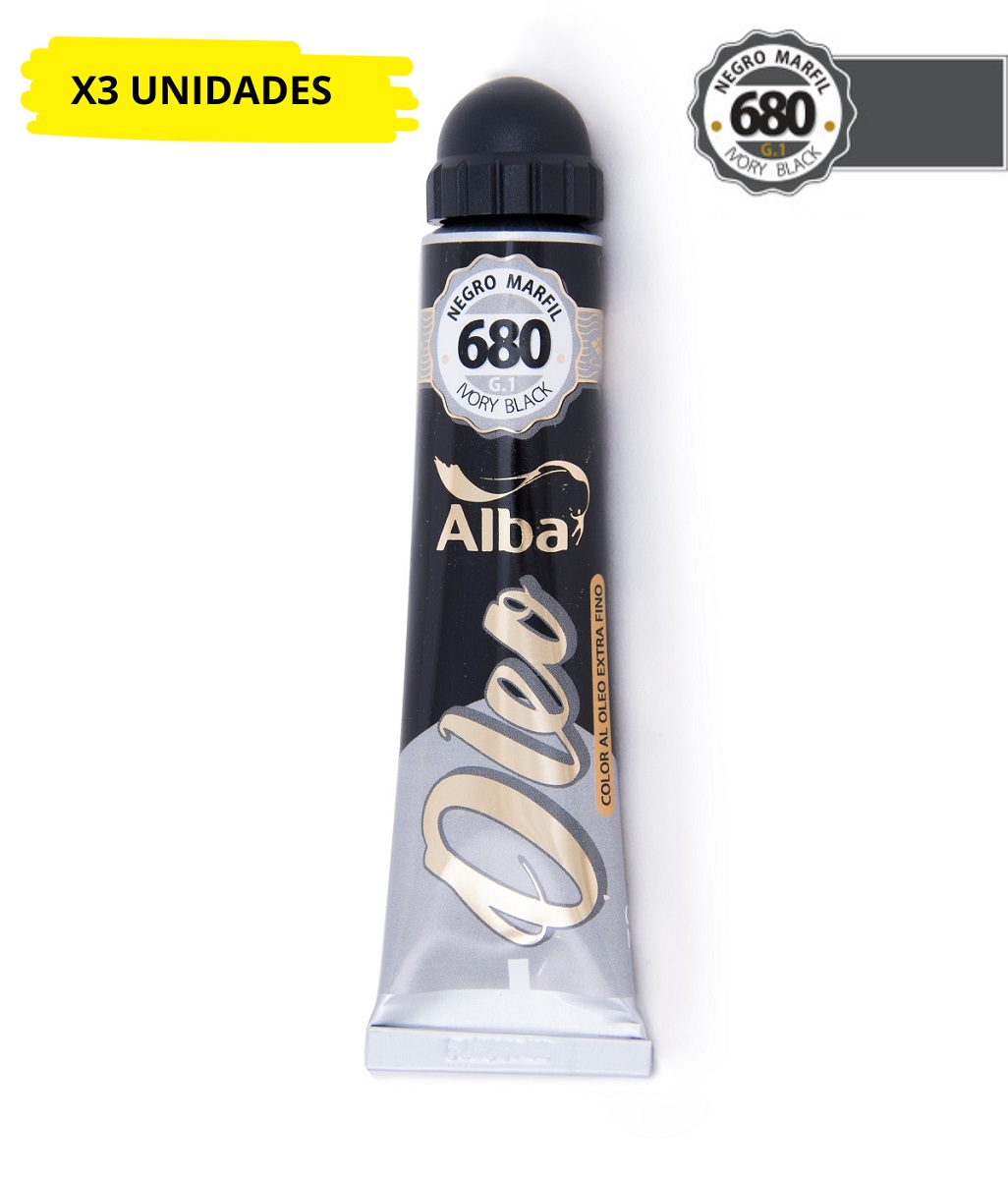 Caja x 3 unidades, oleo profesional alba 60 ml g1 680 negro marfil.
